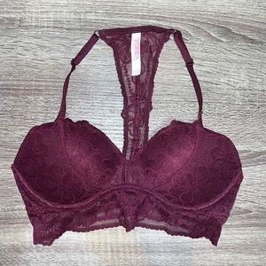 PINK Victoria’s Secret Racerback Push Up Bralette Womens size Small Maroon